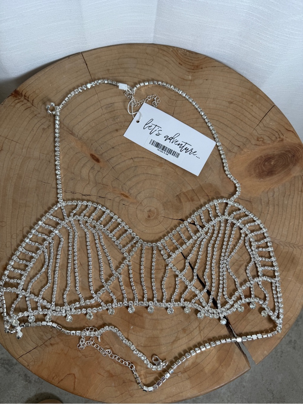 12th Tribe Rhinestone Crystal Festival Bralette Top Silver | NWT One Size - Picture 5 of 7